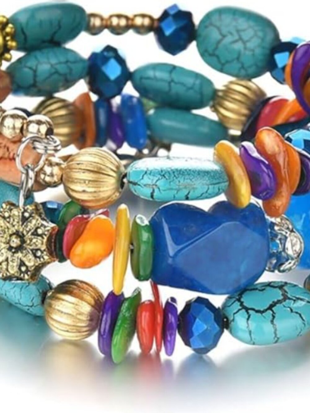 Boho Multi-Layer Agate Bead Bracelet | Irregular Stone Charm | Vintage Ethnic Je
